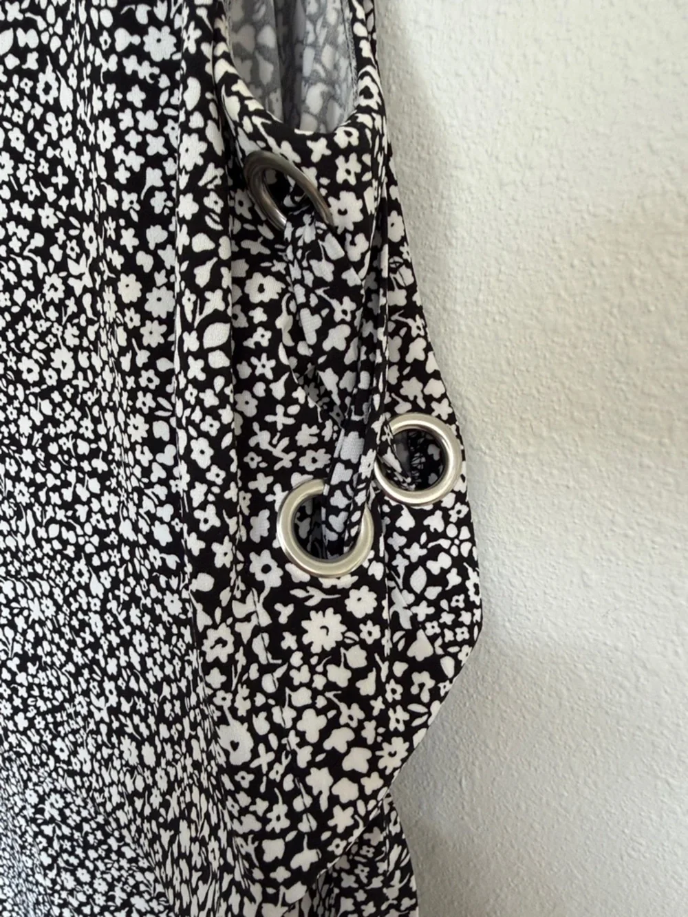 Michael Kors Black and White Floral Sleeveless Jumpsuit with Side Tie